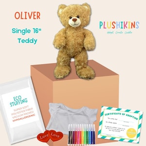 DIY Stuffed Teddy Bear Kit – 16” Plush, Decorate Your Own