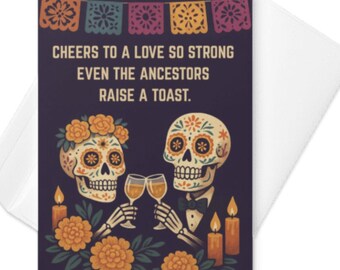 Day of the Dead Anniversary Card | Romantic Día de los Muertos Greeting | Eternal Love Card | Sugar Skull Design