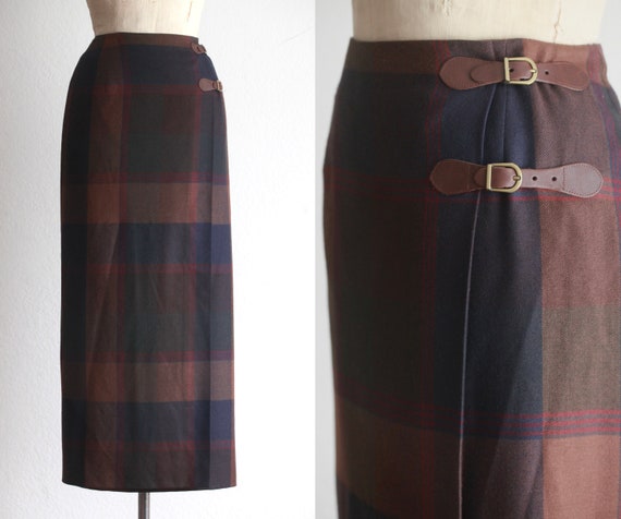 Ralph Lauren wool plaid wrap skirt