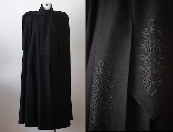 ALORNA 100% Pure Wool Black Maxi Opera Cloak / Coa