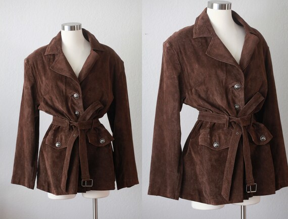 Brown Real Leather Parka Jacket with Belt - Jacque