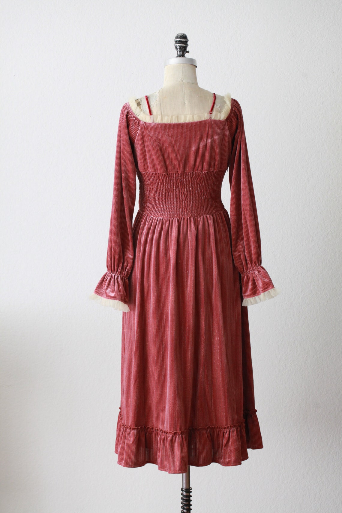 Vintage Style Victorian Red Velvet Dress Etsy