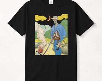 Skeleton Samurai Shirt - Japanese Ukiyo e Style Art Graphic Tee
