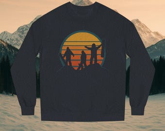 Retro Snowboarding Crewneck Sweatshirt - Vintage Mountain Graphic Pullover