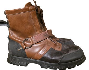 Vintage Polo Ralph Lauren Conquest Hi III Mens Brown Leather Duck Boots 12D 2491