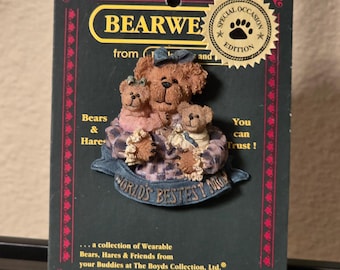 Vintage Boyds Bears The Bearwear Collection Worlds Best Mom Pin Brooch Grandma