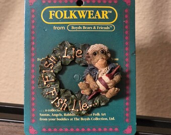 Vintage Boyds Bears Folkwear Collection Fish Are Fish Lie Brooch Teacher Grandma