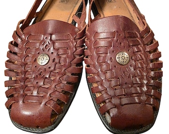 Vintage Basic Editions Women Woven Leather Fisherman Huarache Sandals 7 Brazil