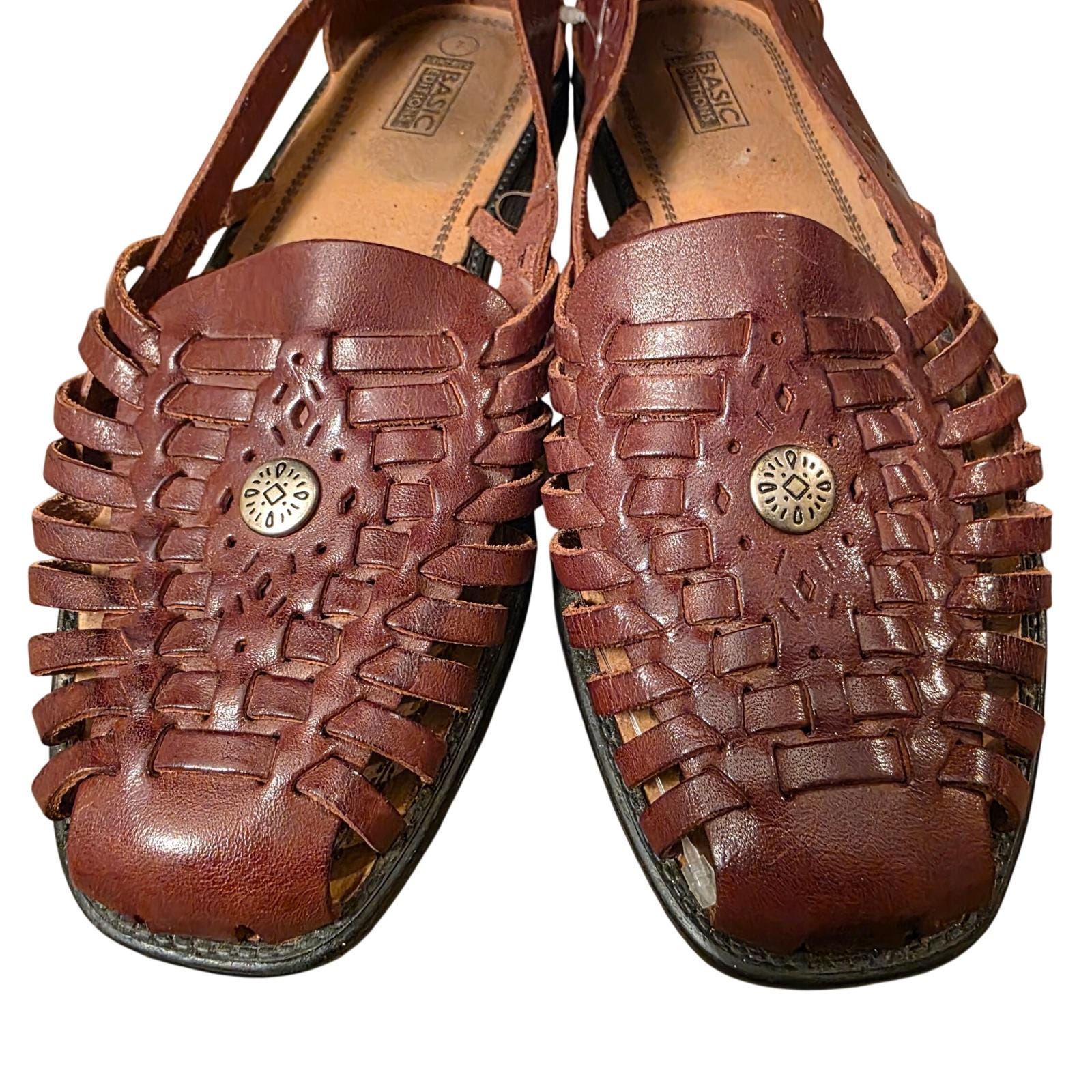 Vintage Basic Editions Women Woven Leather Fisherman Huarache Sandals 7…