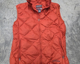 Eddie Bauer Womens 800 Fill Power Down Puffer Vest Orange Size S