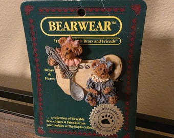 Vintage Boyd Bears Bearwear Collection Pin Two Bears in Teacup with Spoon Brooch