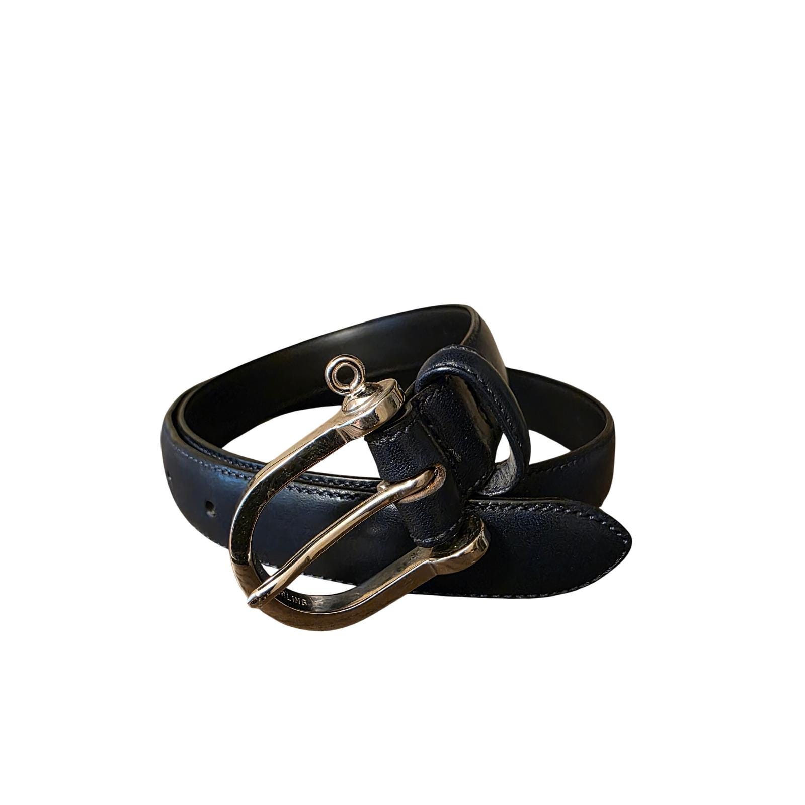 Vintage Ralph Lauren Navy Sterling Silver Stirrup Buckle Belt Italy 90s Y2K M 90s Vintage Ralph Lauren Belt - Etsy main image 3