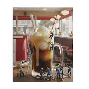 Root Beer Float Jigsaw Puzzle, Miniature Workers Crafting a Classic Treat, Miniature Food Art Scene