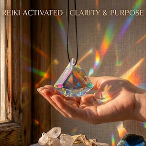 Crystal Prism Reiki Infused Suncatcher - Prism Rainbow Maker Window, New home gift, Celestial Decor, Feng Shui Healing Crystal Yoga Gifts