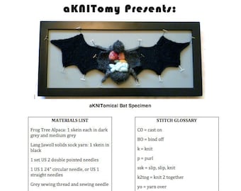 Knitted Dissected Bat Specimen PDF Pattern