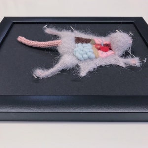 Grey Knitted Lab Rat: Framed with Black Background image 4