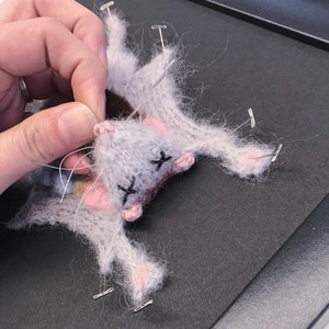 Grey Knitted Lab Rat: Framed with Black Background image 3