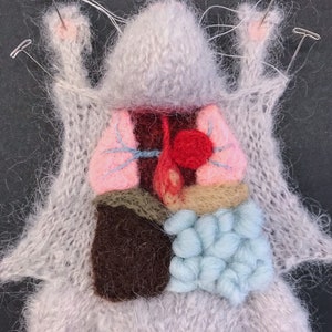 Grey Knitted Lab Rat: Framed with Black Background image 2