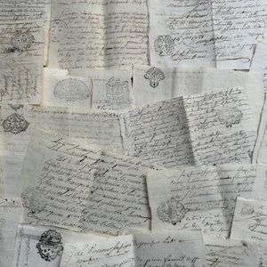 Einzel gestempelte kleine atemberaubende antike französische handgeschriebene Seiten von 1700 Altes Papier Handwerk Bündel Altes Papier Ephemera