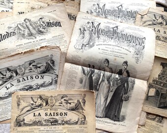 NEW STOCK Pair of Stunning Original French 1870-1890's Ladies Fashion Magazine Clothes Clothing Paper Ephemera Old Paper