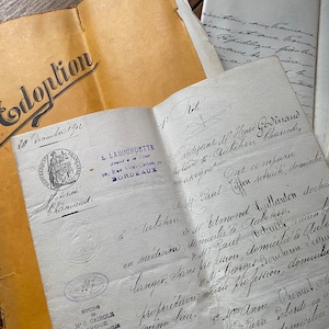 NUOVO STOCK Documenti di adozione insoliti Documenti ufficiali originali colorati degli anni '30 26 pagine Documenti manoscritti in francese Documento per dossier