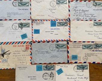 STOCK NEUF Belle collection d'enveloppes vides avec adresse américaine des années 1940, cartes papier ancien éphémère