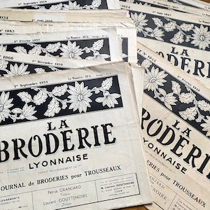 Splendida rivista di cucito e ricamo francese vintage degli anni '40-'60 con modelli, vecchi effimeri di carta