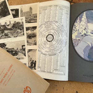 STOCK NEUF Superbe grand agenda ferroviaire vintage 1923 Français Paris Lyon Méditerranée PLM Railway Agenda inutilisé vieux papier avec cartes postales éphémères