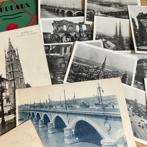 NOUVEAU STOCK Collection de cartes postales françaises vintage de Bordeaux plus un livret avec 20 cartes postales anciennes en noir et blanc Ephemera