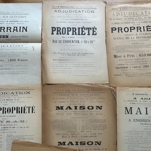 NUOVA STOCK Collezione di poster antichi di saldi parigini del 1900 più giornali francesi originali del 1900, carta effimera, album di ritagli