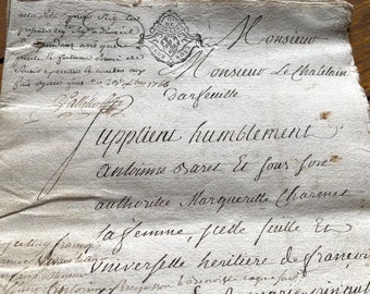 NUOVO STOCK Splendido documento francese antico del 1766, conti in pergamena scritti a mano, 16 pagine, vecchio pacchetto di carta artigianale, vecchia carta effimera