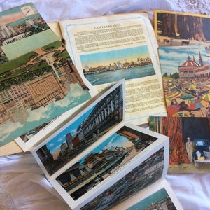 Collection de beaux carnets souvenirs vintage 1928 San Francisco Californie et de cartes postales dépliantes souvenirs