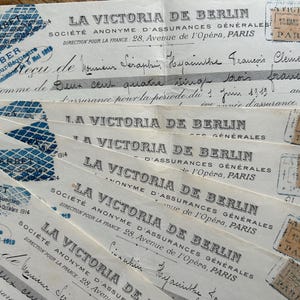 NOVO ESTOQUE Coleção de faturas e cheques vintage franceses de Paris de 1919, cartas, papéis timbrados, papel para caligrafia usado, itens efémeros para scrapbook