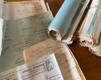 NEUE STOCK Ungewöhnliche Rolled Gebunden Sammlung von 1910 Briefen Quittungen Papier Junk-Journal Bündel Altes Papier Vergänglich