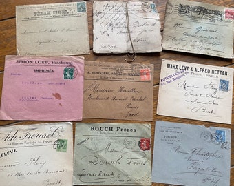 NEW STOCK Lovely Collection of Decorative 1800-1900’s Decorative Headings Stamped French Empty Envelopes Cards Old Paper Ephemeral