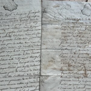 NEUES STOCK Paar von antiken 1700 Atemberaubende Original Französisch Shabby handgeschriebene Papiere Altes Ephemera Crafting Shabby Papier
