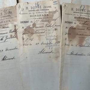 NUOVA SCORTA Favolosa collezione del 1890 di splendidi documenti manoscritti francesi shabby, ricevute, carte, vecchi effimeri, carta shabby