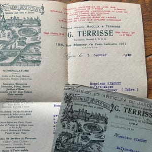 NUEVO STOCK Precioso sobre decorativo vintage francés de los años 30 para jardinería, cartas y sellos, diario basura, paquete de papel antiguo efímero