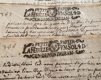 Superbe lot de 1705 pages manuscrites françaises anciennes, vieux papier artisanal, éphémères