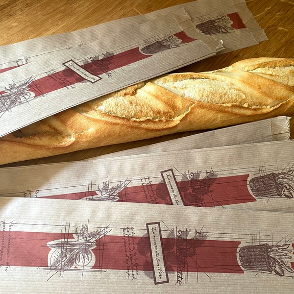 Collection of 25 French Baguette Bread Pain Paper Bags Ephemera Crafting