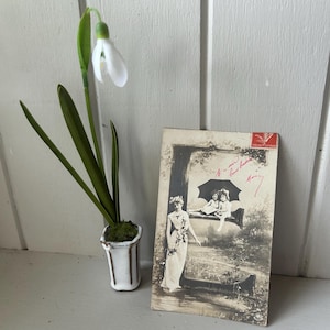 NUEVO STOCK Postales originales de 1909 con la inicial E del alfabeto francés para damas y niños, sellos manuscritos, papel antiguo efímero