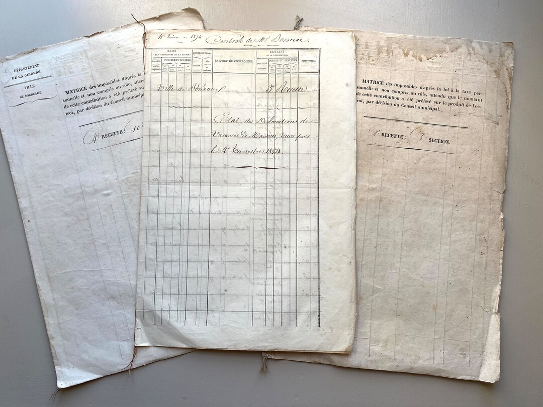 French Register New Stock 34 Pages of Antique 1850s Extra Large French Register Ledger ...