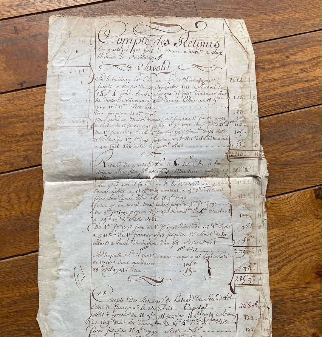 NEW STOCK Unusual Large Stunning Antique 1792 French Document Parchment