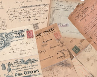 DIGITAL Download Bank Documents Collection French of 1904 Banque Paris Old Documents, Envelopes, Papers, Stamps Craft Project