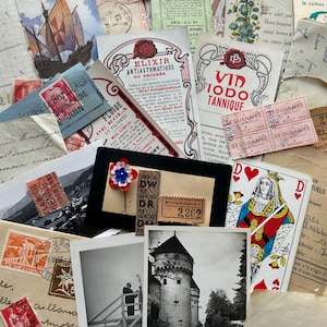 NOUVEAU STOCK, plus de 50 petits extraits de qualité, ensembles vintage de qualité antique, sacs à main, accessoire de journal éphémère en papier français, album de scrapbooking en vieux papier