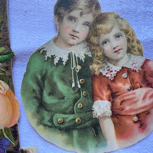 Coleção de lindos anúncios de chocolate decoupage francês, cartões postais e adesivos, itens antigos efêmeros