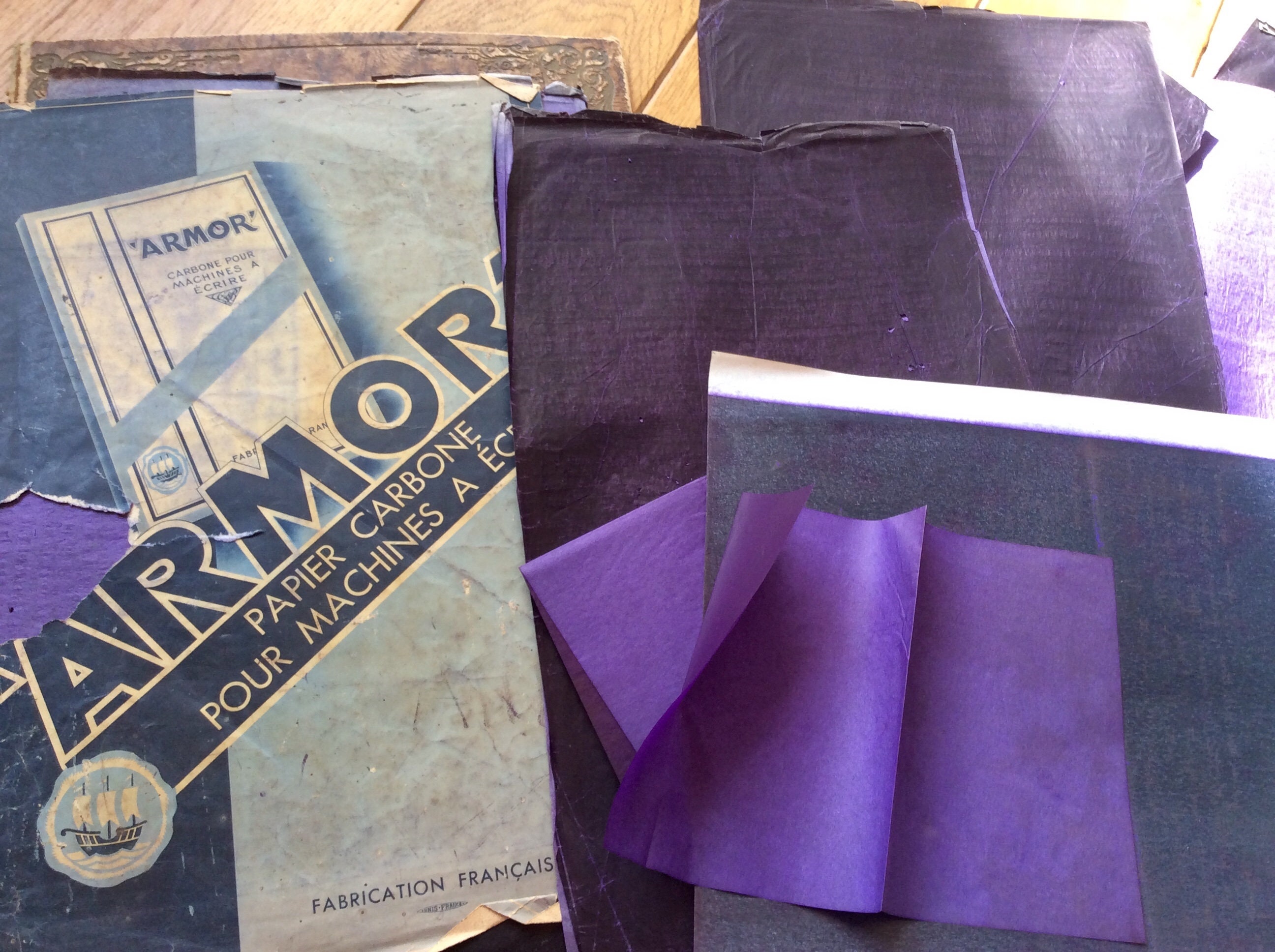 Unusual Collection of Vintage French Purple Copy Paper in Decorative Old  Folder Paper Ephemera 