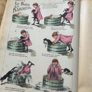 NOWY MAGAZYN Piękna antyczna broszura z 1800 r., ponad 40 ilustracji, obrazy d’Epinal Print, francuska książka, ilustracje rymowanek dla dzieci, stary papier Ephe