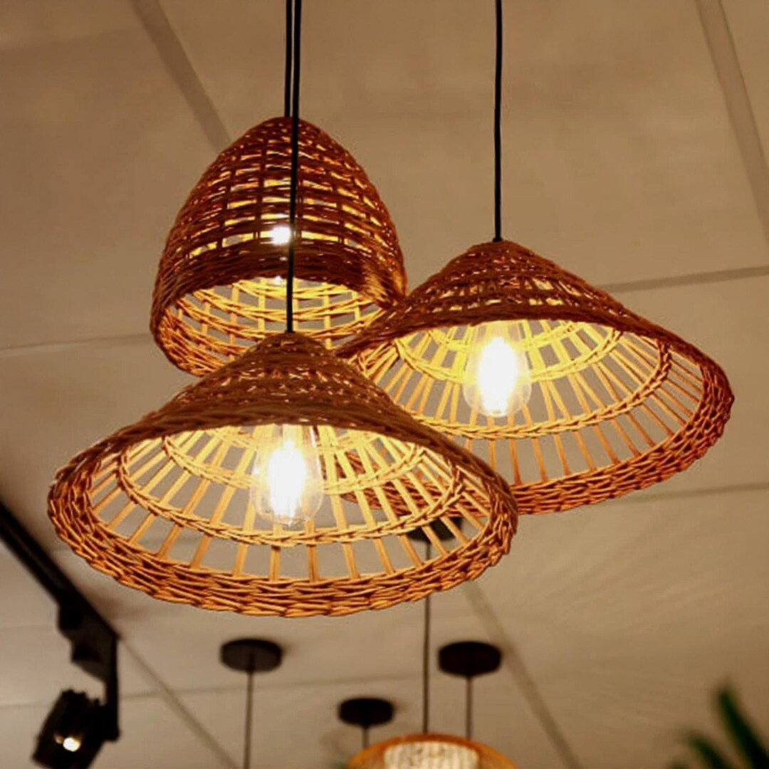 Rattan Pendant Lampshade Bamboo Chandelier Wicker Hanging Lighting — free download
