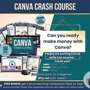 Curso intensivo de Canva Tutorial de Canva para principiantes Cómo usar Canva Guía Curso digital de Canva para vender productos digitales imprimibles Sin experiencia en diseño